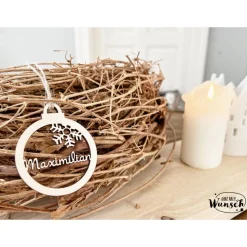 Personalisierte Weihnachtskugel | Holz | Christbaumkugel | Weihnachtsgeschenk | Weihnachtsbaumschmuck | Vorname | Tannen