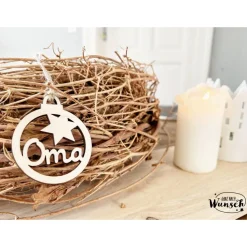 Personalisierte Weihnachtskugel | Holz | Christbaumkugel | Weihnachtsgeschenk | Weihnachtsbaumschmuck | Vorname | Tannen