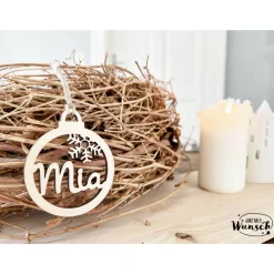 Personalisierte Weihnachtskugel | Holz | Christbaumkugel | Weihnachtsgeschenk | Weihnachtsbaumschmuck | Vorname | Tannen