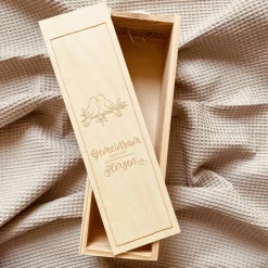 Personalisierte Weinbox aus Holz | Elegantes Geschenk für Weinliebhaber | Gravierte Weinkiste als individuelles Präsent