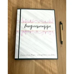 Personalisierte Zeugnismappe mit Name, floral rosa, Geschenk Einschulung, Schulkind, Zeugnisordner, Schulstart, Mappe