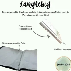 Personalisierte Zeugnismappe mit Name, Pflanzendesign, Geschenk Einschulung, Schulkind, Zeugnisordner, Schulstart, Mappe