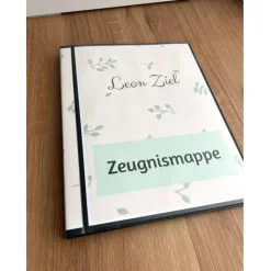 Personalisierte Zeugnismappe mit Name, Pflanzendesign, Geschenk Einschulung, Schulkind, Zeugnisordner, Schulstart, Mappe