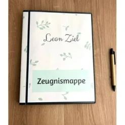 Personalisierte Zeugnismappe mit Name, Pflanzendesign, Geschenk Einschulung, Schulkind, Zeugnisordner, Schulstart, Mappe
