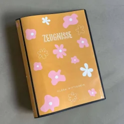 Personalisierte Zeugnismappe "Blumen", Geschenk zur Einschulung, A4 Sichtbuch mit Namen