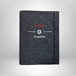 personalisierte Zeugnismappe Fußball Name  Filz Sichtbuch Geschenk zur Einschulung