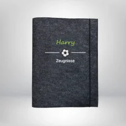 personalisierte Zeugnismappe Fußball Name  Filz Sichtbuch Geschenk zur Einschulung