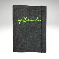 personalisierte Zeugnismappe Dokumentenmappe Filz Sichtbuch Neonfarben