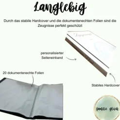 Personalisierte Zeugnismappe, blauer Regenbogen, Geschenk Einschulung, Schulkind, Zeugnisordner, Schulstart, Mappe