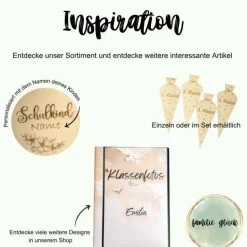 Personalisierte Zeugnismappe mit Name, Schmetterlinge, Geschenk Einschulung, Schulkind, Zeugnisordner, Schulstart, Mappe