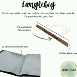 Personalisierte Zeugnismappe mit Name, Schmetterlinge, Geschenk Einschulung, Schulkind, Zeugnisordner, Schulstart, Mappe
