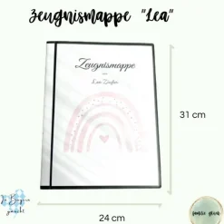 Personalisierte Zeugnismappe mit Name, Rosa, Geschenk Einschulung, Schulkind, Zeugnisordner, Schulstart, Mappe