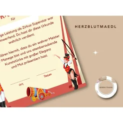 Personalisierte Zirkus Urkunde für den Kindergeburtstag | Selbst ausdrucken | Digitale Datei | DIN A4 | Mitgebsel
