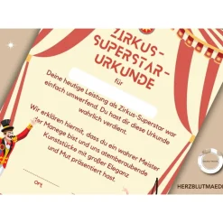 Personalisierte Zirkus Urkunde für den Kindergeburtstag | Selbst ausdrucken | Digitale Datei | DIN A4 | Mitgebsel