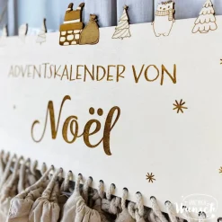 Personalisierter Adventskalender aus Holz mit Säckchen | 24 Türchen | Adventssäckchen | Holzadventskalender zum Hinhänge