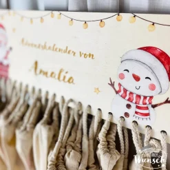Personalisierter Adventskalender aus Holz mit Säckchen | 24 Türchen | Adventssäckchen | Holzadventskalender