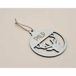 Personalisierter Anhänger für Weihnachtsbaum und Geschenk Reh Geweih Holzanhänger Christbaum Tannenbaum Weihnachtskugel