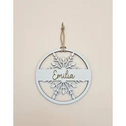 Personalisierter Anhänger für Weihnachtsbaum & Geschenk Schneeflocke Holzanhänger Weihnachtskugel Tannenbaum mit Name