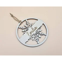 Personalisierter Anhänger für Weihnachtsbaum & Geschenk Schneeflocke Holzanhänger Weihnachtskugel Tannenbaum mit Name