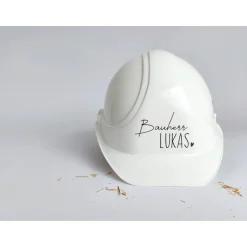 Personalisierter Bauherren-Bauhelm Weiß mit Wunschname – Geschenk für Bauherren & Bauherrinnen