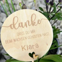 Personalisierter Blumenstecker zum Kitaabschied "Danke, dass du mir/uns beim wachsen geholfen hast", Einschulung