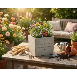 Personalisierter Blumentopf Beton-Optik mit Herz – Geschenk für Hebamme, Erzieherin, Arzt & Kollegin