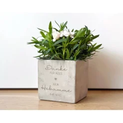 Personalisierter Blumentopf Beton-Optik mit Herz – Geschenk für Hebamme, Erzieherin, Arzt & Kollegin
