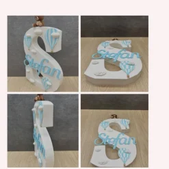 Personalisierter Buchstabe, Heißluftballon & Teddy,personalisiertes Geschenk, Kinderzimmer Deko, Handmade, Taufgeschenk,