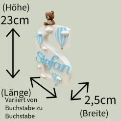 Personalisierter Buchstabe, Heißluftballon & Teddy,personalisiertes Geschenk, Kinderzimmer Deko, Handmade, Taufgeschenk,