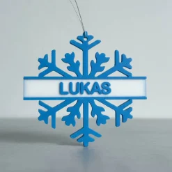 Personalisierter Christbaumschmuck Schneeflocke mit Namen | Weihnachtsdeko aus 3D-Druck | Individueller Tannenbaumschmuc