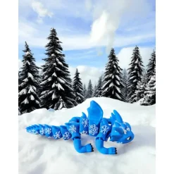 Personalisierter 3D-gedruckter Schneeflocken-Drache mit Ei-Schneekugel-Ständer