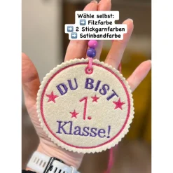 Personalisierter Filz-Anhänger für Schultüte zur Einschulung – Du bist 1. Klasse