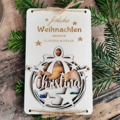 Personalisierter Geschenkanhänger & Weihnachtsbaumschmuck aus Holz – Adventsdeko mit Gravur