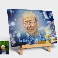 Personalisierter Grabschmuck von deinem Foto  auf Natur Schiefertafel