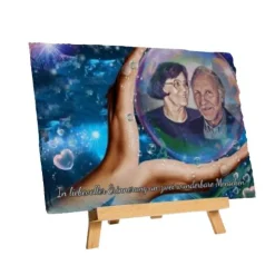 Personalisierter Grabschmuck von deinem Foto  auf Natur Schiefertafel
