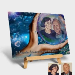 Personalisierter Grabschmuck von deinem Foto  auf Natur Schiefertafel