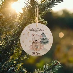 Personalisierter Holzanhänger *Mein erstes Weihnachten* / Meilenstein, Baumschmuck, Anhänger für Babygeschenk