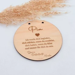 Personalisierter Holzanhänger für Patenkind – Emotionales Geschenk mit graviertem Spruch von Patentante oder Patenonkel