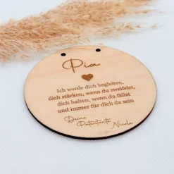 Personalisierter Holzanhänger für Patenkind – Emotionales Geschenk mit graviertem Spruch von Patentante oder Patenonkel