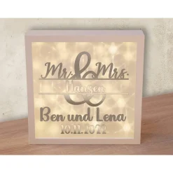 Personalisierter Leuchtrahmen MIT TIMER Geschenk zur Hochzeit, Jahrestag, Beziehung, Partnerschaft