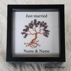 Personalisierter Mini Edelsteinbaum im 3D-Bilderrahmen – Einzigartiges Hochzeitsgeschenk & Dekoration