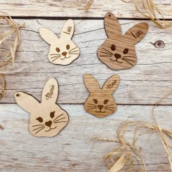 personalisierter Osteranhänger aus Holz | Tischdekoration mit graviertem Namen | individuelle Platzkarte | Osterkorb