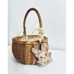 Personalisierter Osteranhänger aus recyceltem Holz – Nachhaltige Osterdeko mit Namensgravur & Juteschnur