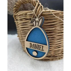 Personalisierter Osteranhänger aus Holz & Filz | Hase in Eierform | Geschenk-Tag, Osterdeko, Frühlingsdeko