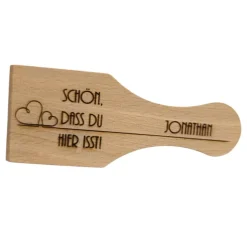 Personalisierter Racletteschaber aus Buchenholz – Tischkärtchen & Mitgebsel