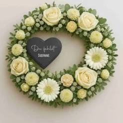 Personalisierter Schieferherz-Gedenkstein mit Gravur – Wetterfester Grabschmuck mit Namen