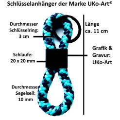 personalisierter Schlüsselanhänger für Patenonkel, Segeltau 34 Farben