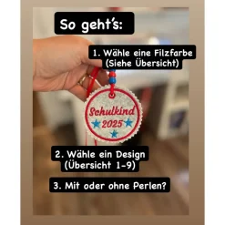 Personalisierter Schultütenanhänger zur Einschulung zum Befestigen an der Schultüte Schulranzen Tornister