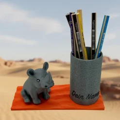 Personalisierter Stiftehalter zur Einschulung mit 28 Tiermotiven – Schreibtisch Organizer - Stifthalter für Kinder