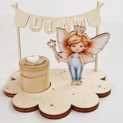 Personalisierter Zahnfee Teller für Jungs aus Birkensperrholz